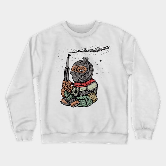 Zapatist rebel mexican soldier illustration Crewneck Sweatshirt by bernardojbp